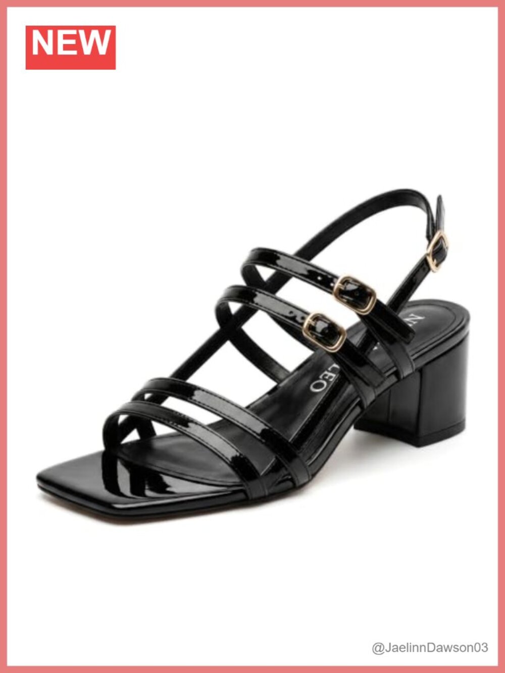 Women's Strappy Block Heel Sandals Open Toe Patent Leather